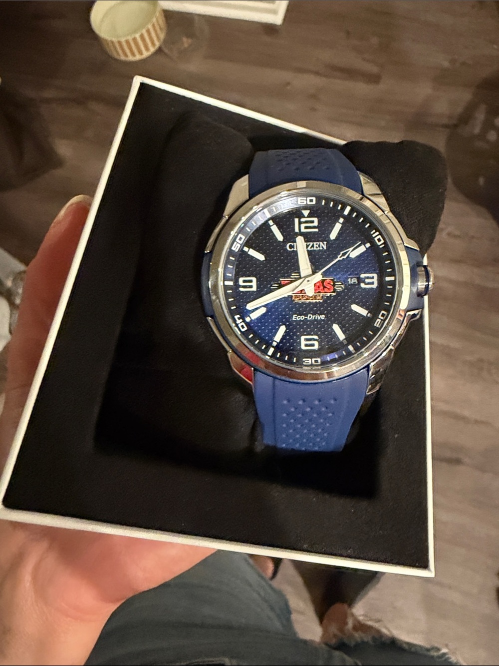 Texas Roadhouse Citizen Blue Dial Stainless Sport Watch with Blue Strap